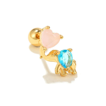 Fashion Dinosaur Bear Rabbit Copper Screw Puncture Screw Ball Ear Nail