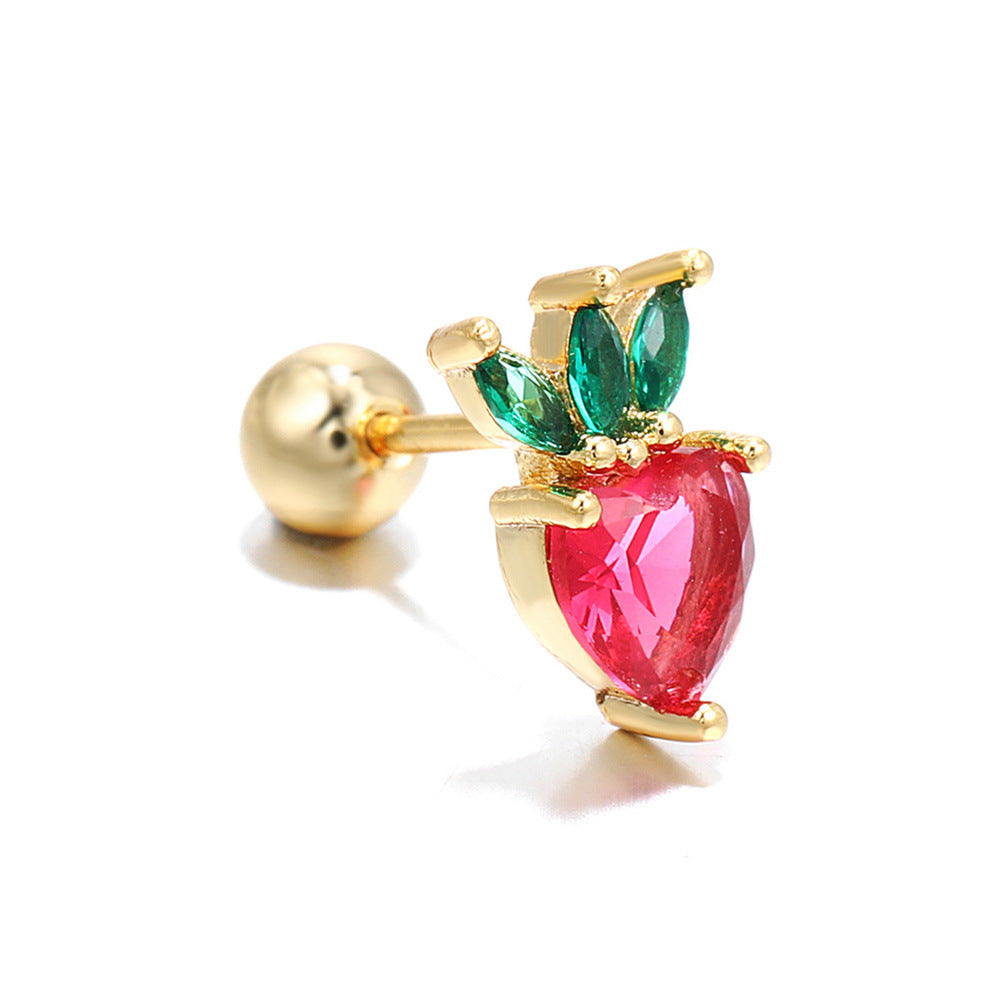 Geometric Brass Gem Earrings Ear Studs