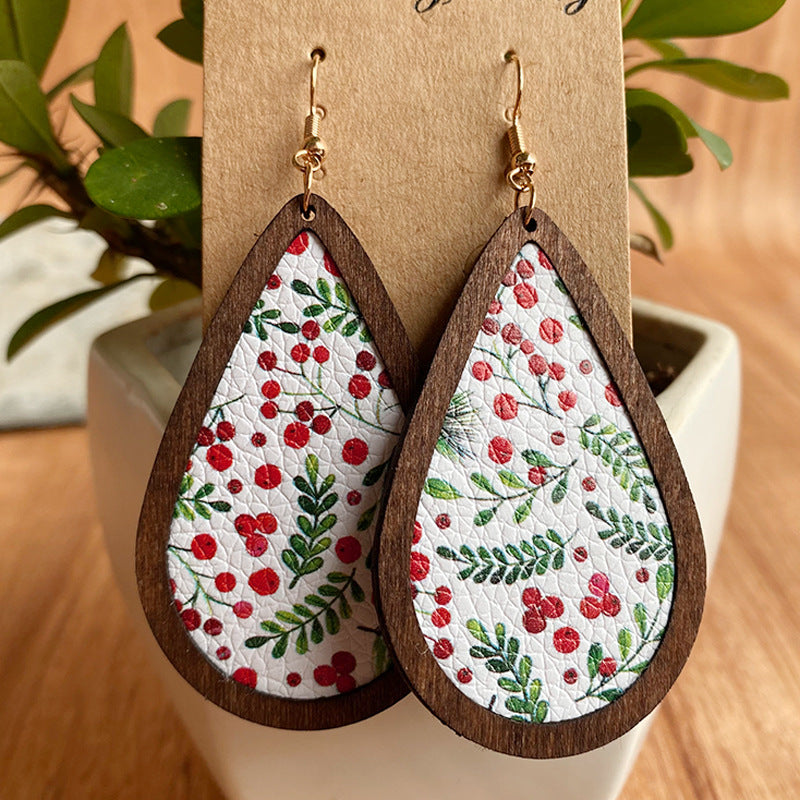 Ethnic Style Plaid Snowman Pu Leather Women's Drop Earrings 1 Pair