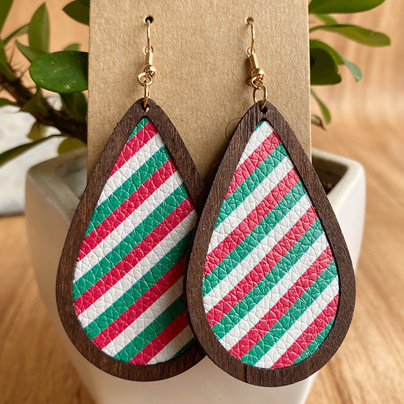 Ethnic Style Plaid Snowman Pu Leather Women's Drop Earrings 1 Pair