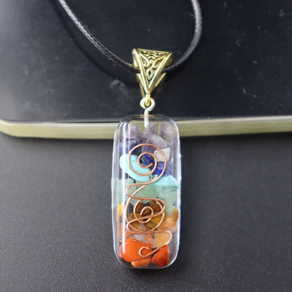 Fashion Square Natural Stone Epoxy Pendant Necklace 1 Piece