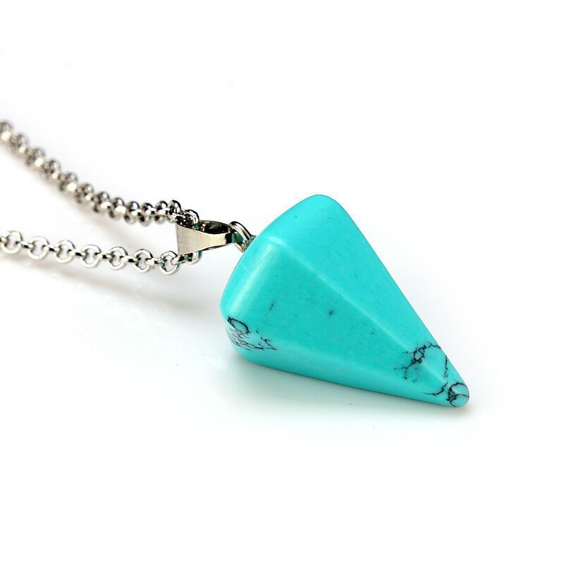 Fashion Hexagonal Cone Natural Stone Pendant Necklace 1 Piece