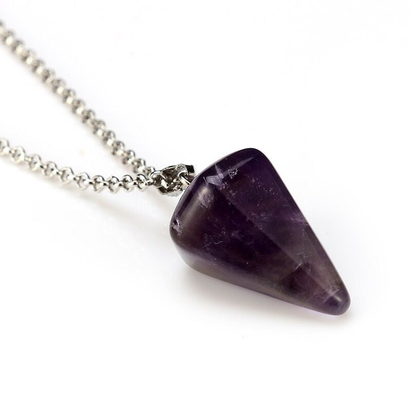 Fashion Hexagonal Cone Natural Stone Pendant Necklace 1 Piece