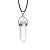 Fashion Hexagon Prism Natural Stone Leather Rope Pendant Necklace 1 Piece