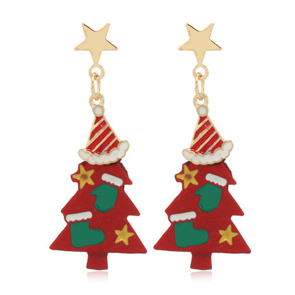 Fashion Christmas Tree Santa Claus Snowman Alloy Plating Women's Drop Earrings 1 Pair