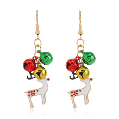 1 Pair Retro Christmas Tree Snowman Elk Epoxy Alloy Drop Earrings