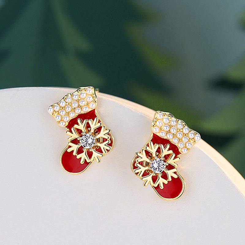 Ethnic Style Snowman Snowflake Elk Alloy Enamel Rhinestones Women's Drop Earrings 1 Pair