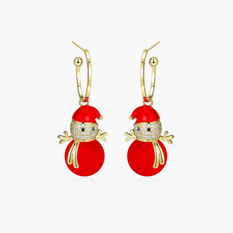 Ethnic Style Snowman Snowflake Elk Alloy Enamel Rhinestones Women's Drop Earrings 1 Pair