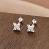 Fashion Crown Flower Fish Tail Silver Inlay Zircon Ear Studs 1 Pair