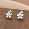 Fashion Crown Flower Fish Tail Silver Inlay Zircon Ear Studs 1 Pair