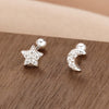 Fashion Crown Flower Fish Tail Silver Inlay Zircon Ear Studs 1 Pair