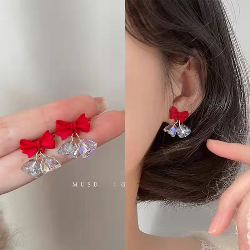 Fashion Flower Bow Knot Alloy Plating Inlay Artificial Gemstones Women'S Drop Earrings 1 Pair