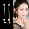 Fashion Star Heart Shape Bow Knot Imitation Pearl Alloy Rhinestone Tassel Women's Earrings 1 Pair