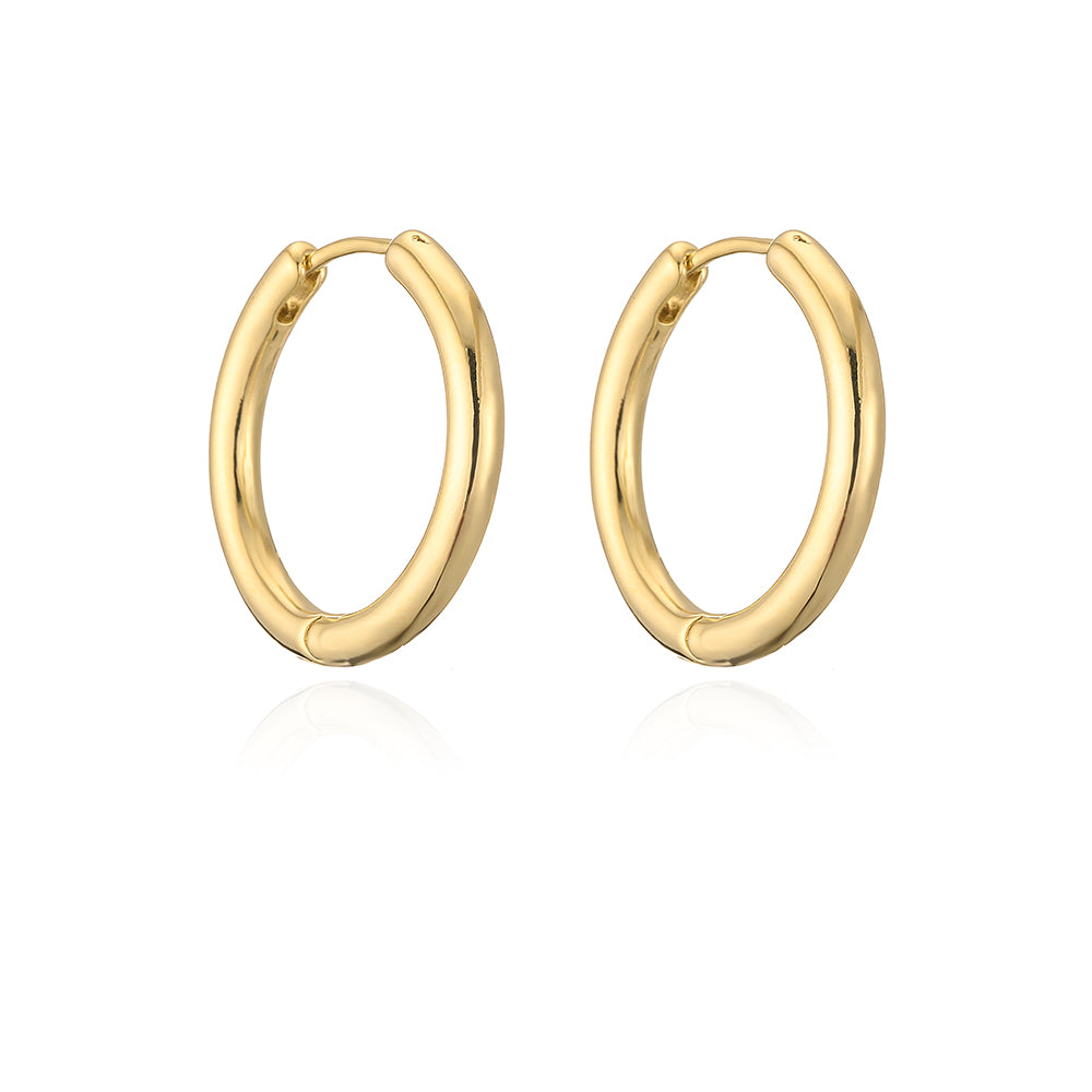 Fashion Circle Copper Gold Plated Hoop Earrings 1 Pair