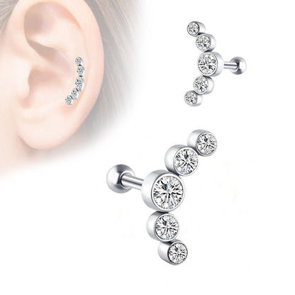 Fashion Geometric Stainless Steel Inlay Artificial Diamond Ear Studs 1 Piece