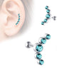 Fashion Geometric Stainless Steel Inlay Artificial Diamond Ear Studs 1 Piece