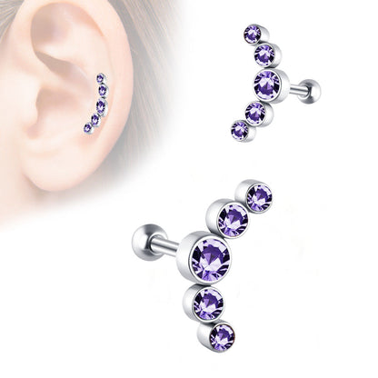 Fashion Geometric Stainless Steel Inlay Artificial Diamond Ear Studs 1 Piece