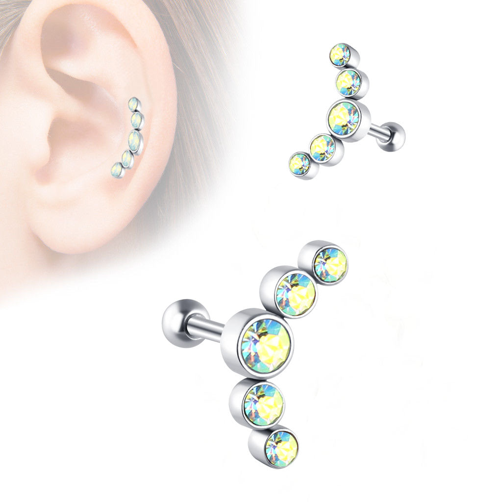 Fashion Geometric Stainless Steel Inlay Artificial Diamond Ear Studs 1 Piece