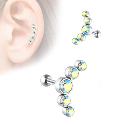 Fashion Geometric Stainless Steel Inlay Artificial Diamond Ear Studs 1 Piece