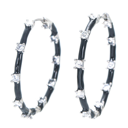 Exaggerated Geometric Copper Plating Zircon Hoop Earrings 1 Pair