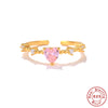 Fashion Heart Shape Sterling Silver Inlay Zircon Rings 1 Piece