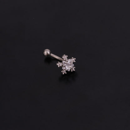 Ear Cartilage Rings & Studs Lady Flower 316 Stainless Steel  Copper Inlaid Zircon