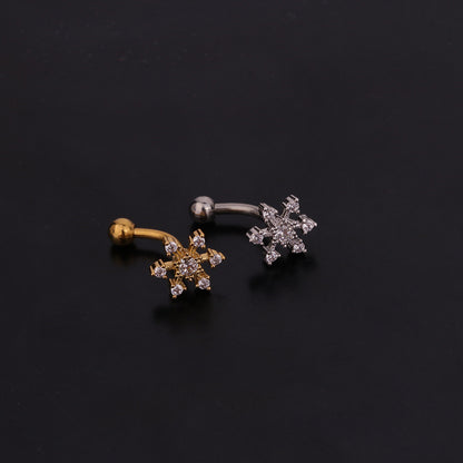 Ear Cartilage Rings & Studs Lady Flower 316 Stainless Steel  Copper Inlaid Zircon