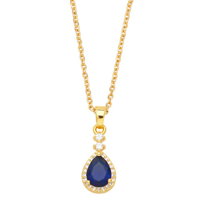 Simple Style Water Droplets Copper Gold Plated Zircon Pendant Necklace 1 Piece