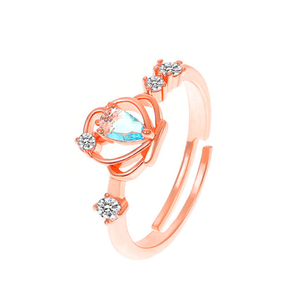 Fashion Heart Shape Copper Inlay Zircon Rings 1 Piece