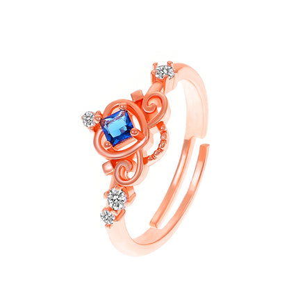 Fashion Heart Shape Copper Inlay Zircon Rings 1 Piece