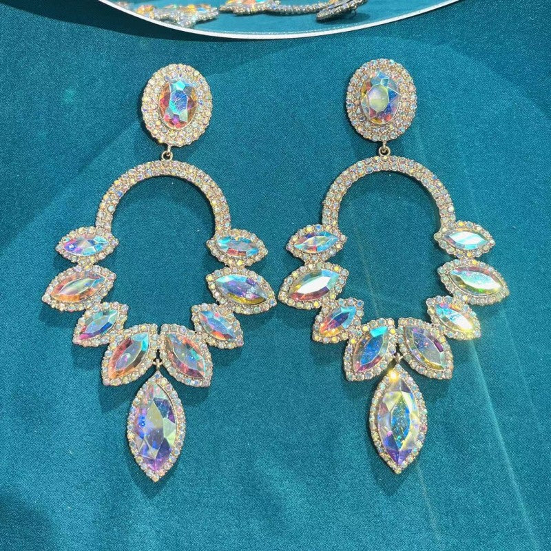 1 Pair Luxurious Geometric Inlay Alloy Rhinestones Drop Earrings