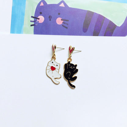 Cute Cat Alloy Enamel Women's Drop Earrings 1 Pair