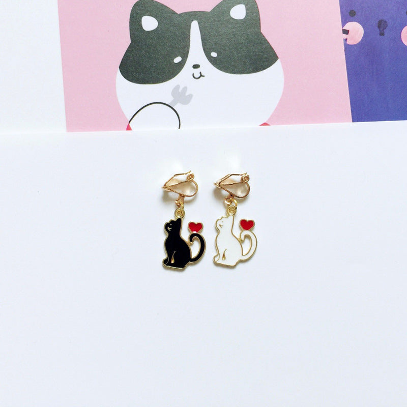 Cute Cat Alloy Enamel Women's Drop Earrings 1 Pair