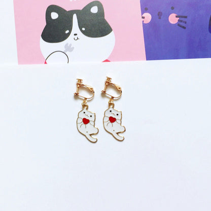 Cute Cat Alloy Enamel Women's Drop Earrings 1 Pair