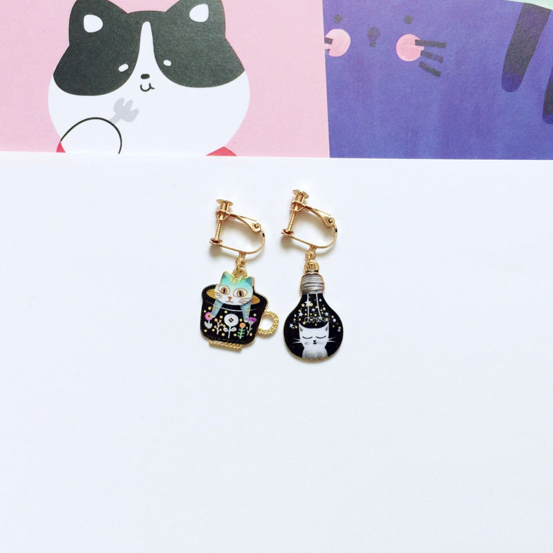 Cute Cat Alloy Enamel Women's Drop Earrings 1 Pair