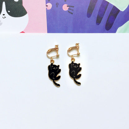 Cute Cat Alloy Enamel Women's Drop Earrings 1 Pair