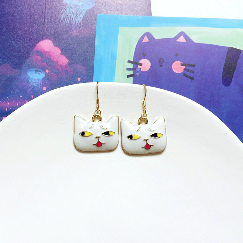 Fashion Cat Alloy Enamel Women's Drop Earrings 1 Pair