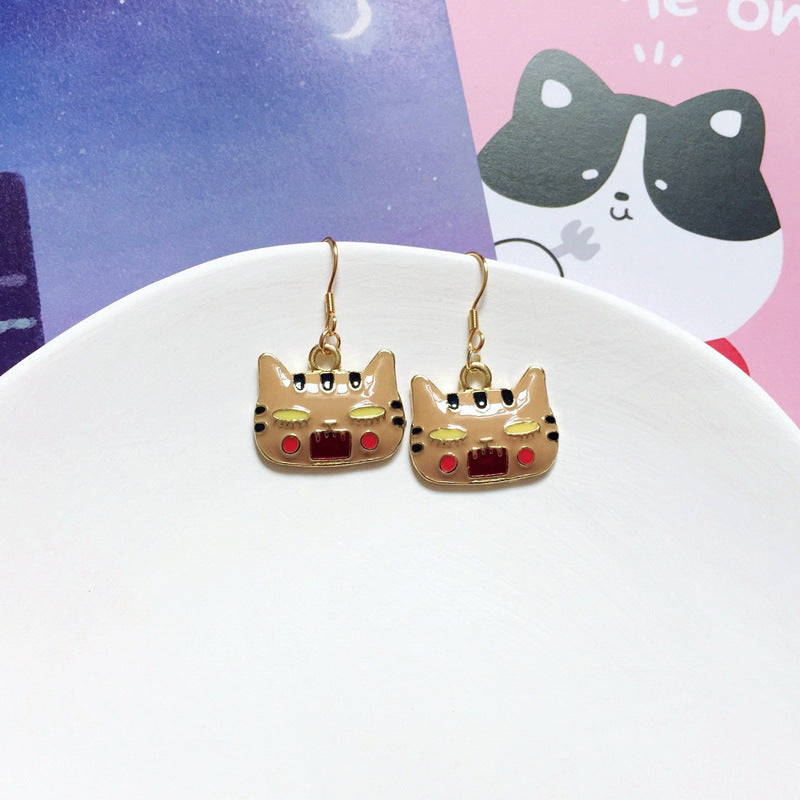 Fashion Cat Alloy Enamel Women's Drop Earrings 1 Pair