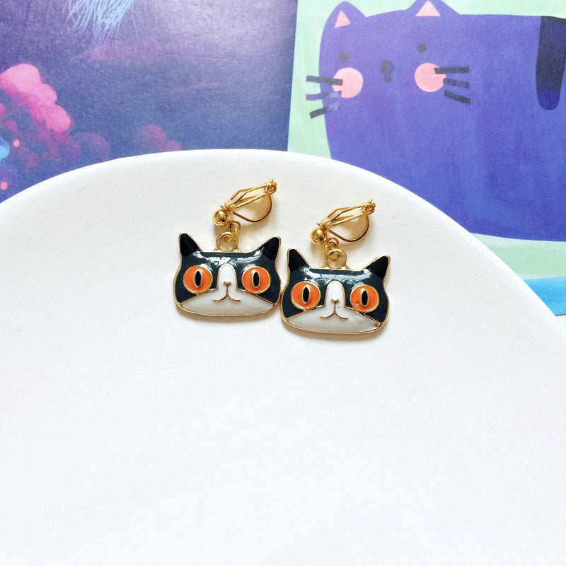 Fashion Cat Alloy Enamel Women's Drop Earrings 1 Pair