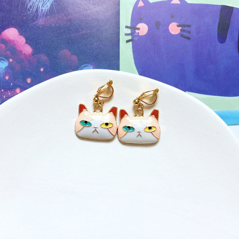 Fashion Cat Alloy Enamel Women's Drop Earrings 1 Pair