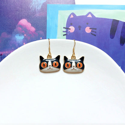 Fashion Cat Alloy Enamel Women's Drop Earrings 1 Pair