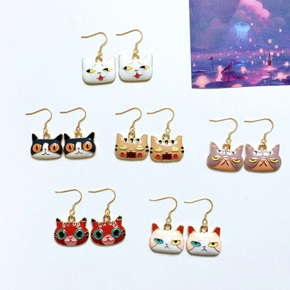 Fashion Cat Alloy Enamel Women's Drop Earrings 1 Pair