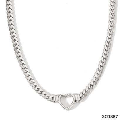 Retro Heart Shape Stainless Steel Plating Necklace