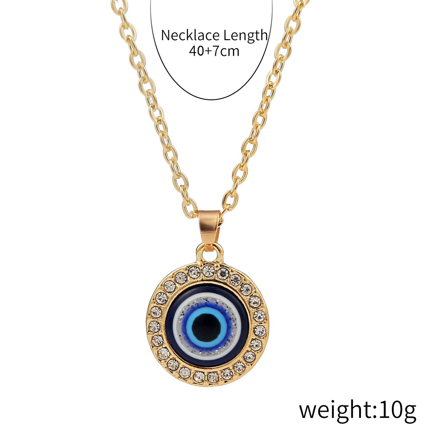 Fashion Devil's Eye Heart Shape Alloy Plating Artificial Rhinestones Women's Pendant Necklace