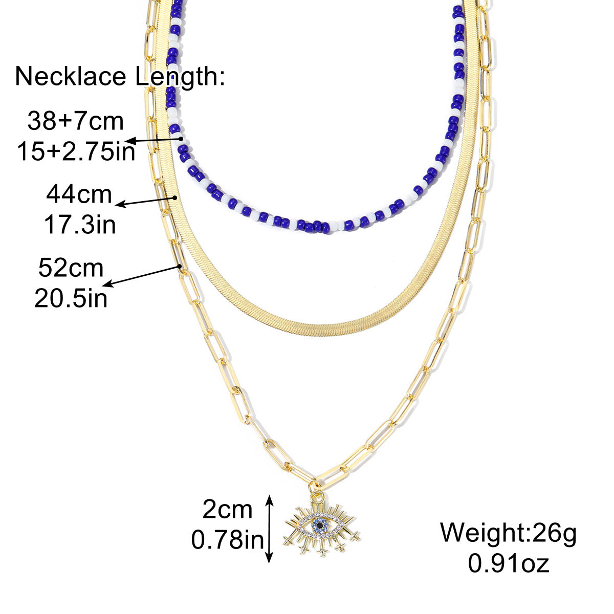 Fashion Devil's Eye Heart Shape Alloy Plating Artificial Rhinestones Women's Pendant Necklace