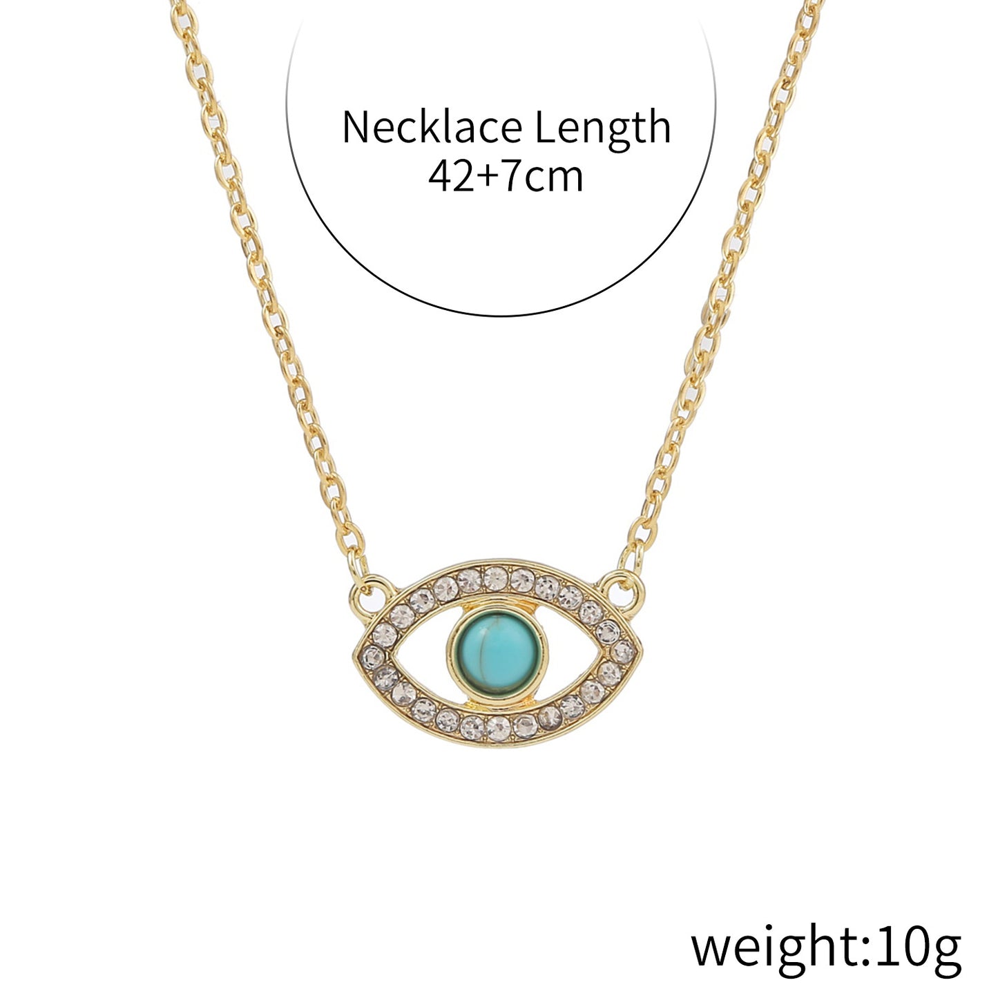 Fashion Devil's Eye Heart Shape Alloy Plating Artificial Rhinestones Women's Pendant Necklace