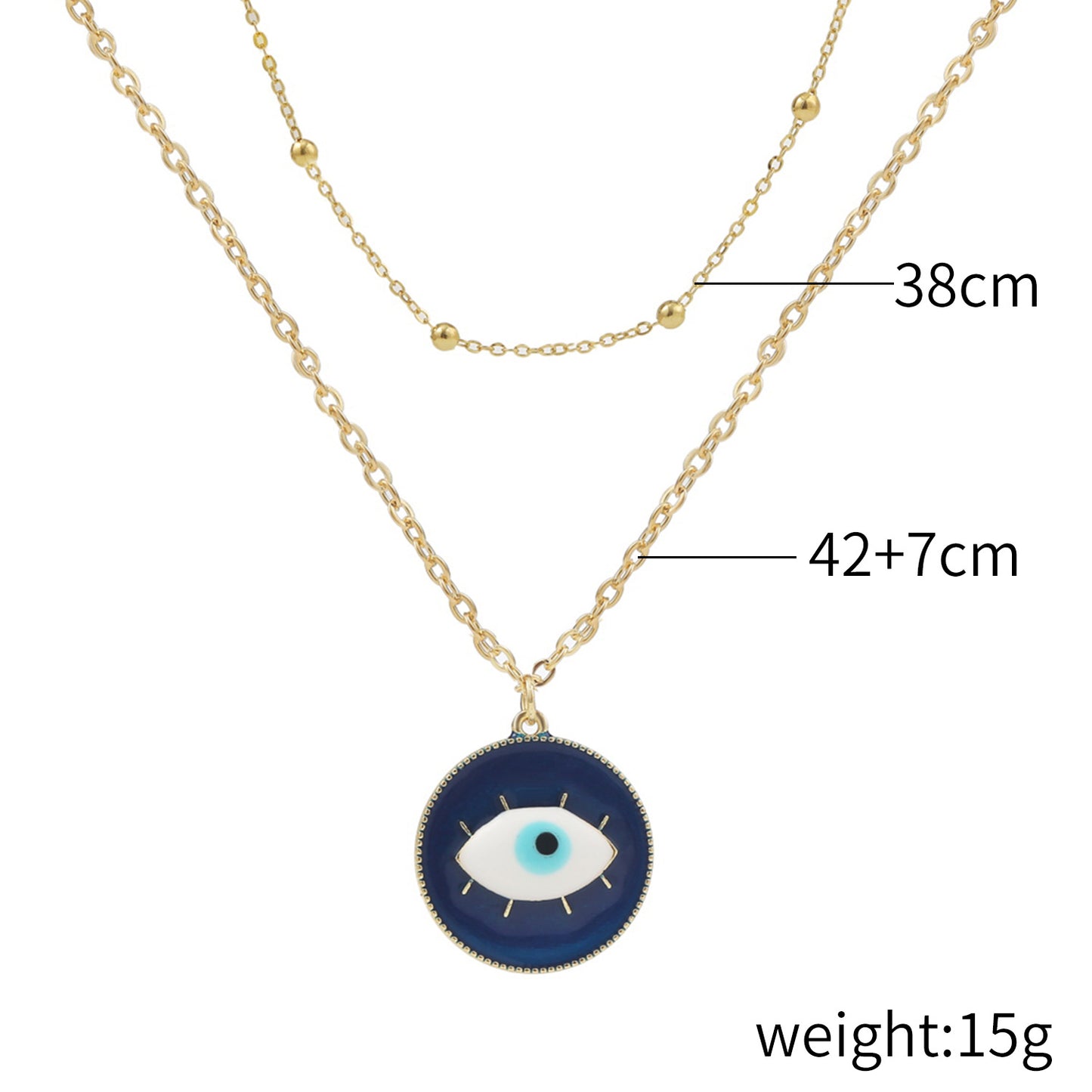 Fashion Devil's Eye Heart Shape Alloy Plating Artificial Rhinestones Women's Pendant Necklace