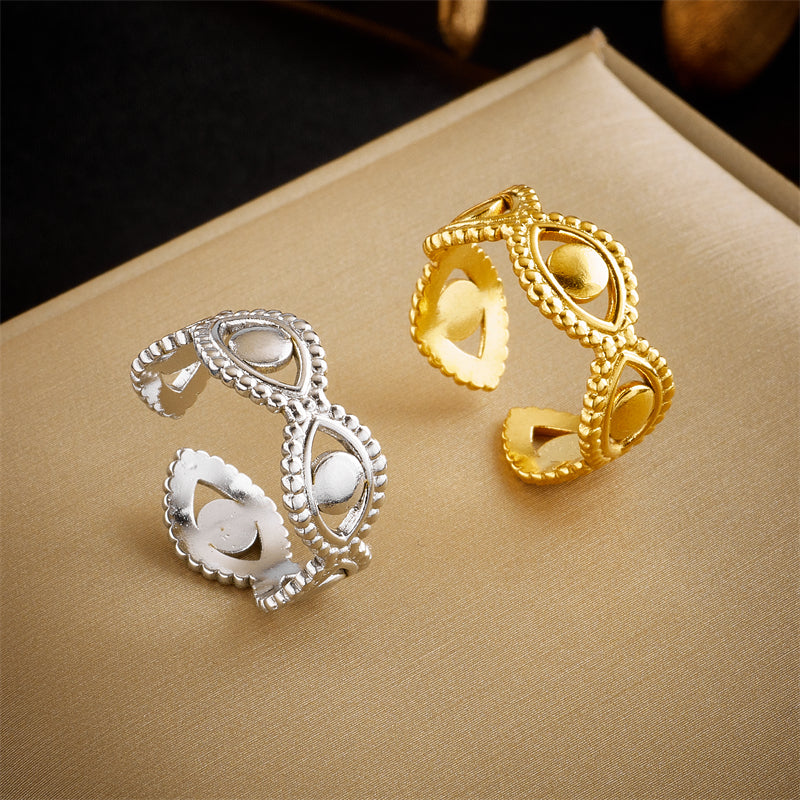 Basic Cross Star Titanium Steel Gold Plated Gold Plated Open Ring