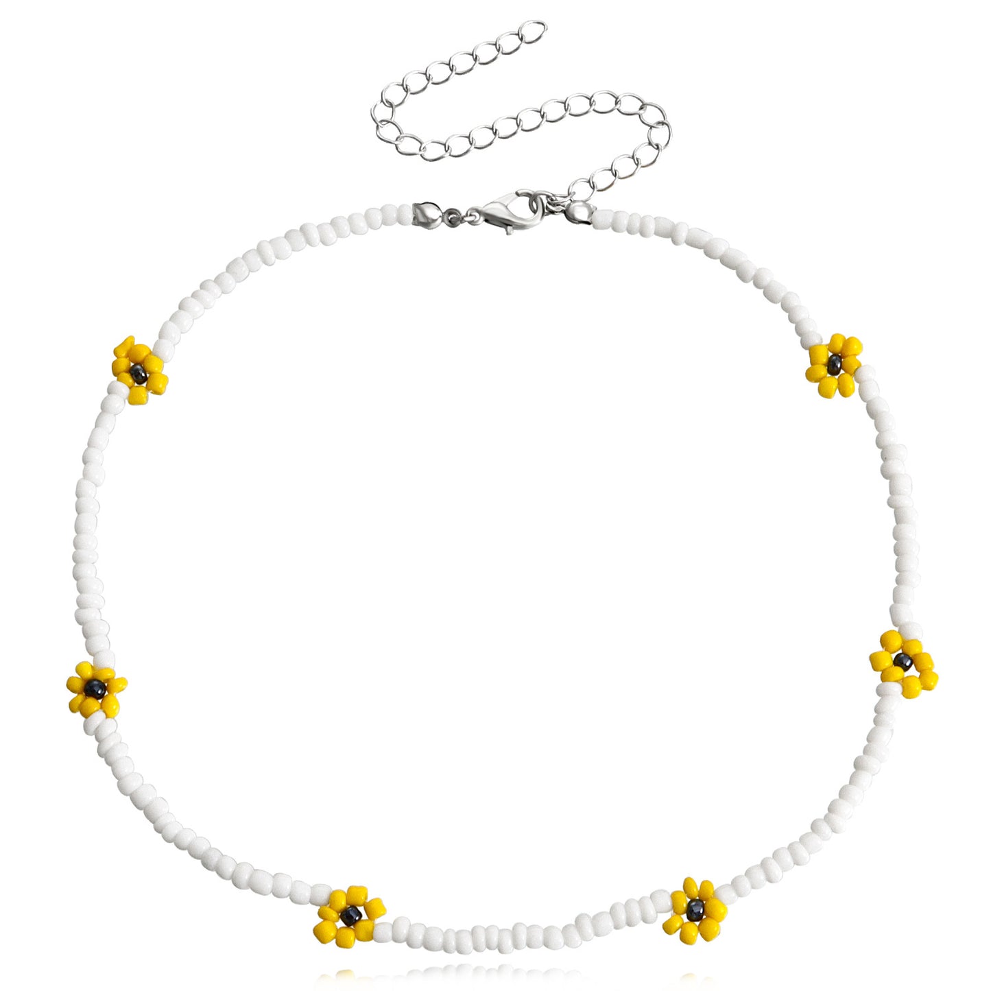 Sweet Flower Alloy Beaded Choker