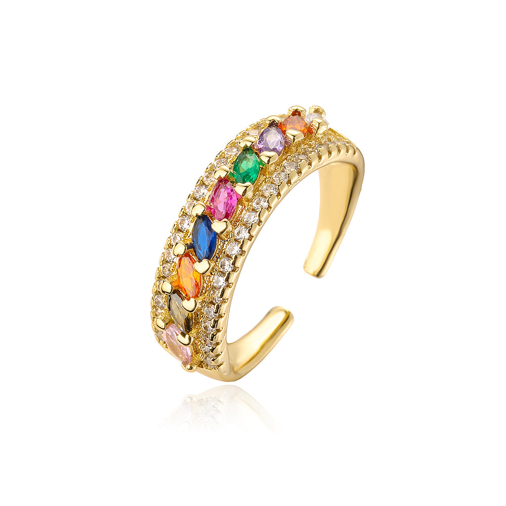 Fashion Geometric Copper Gold Plated Zircon Open Ring 1 Piece